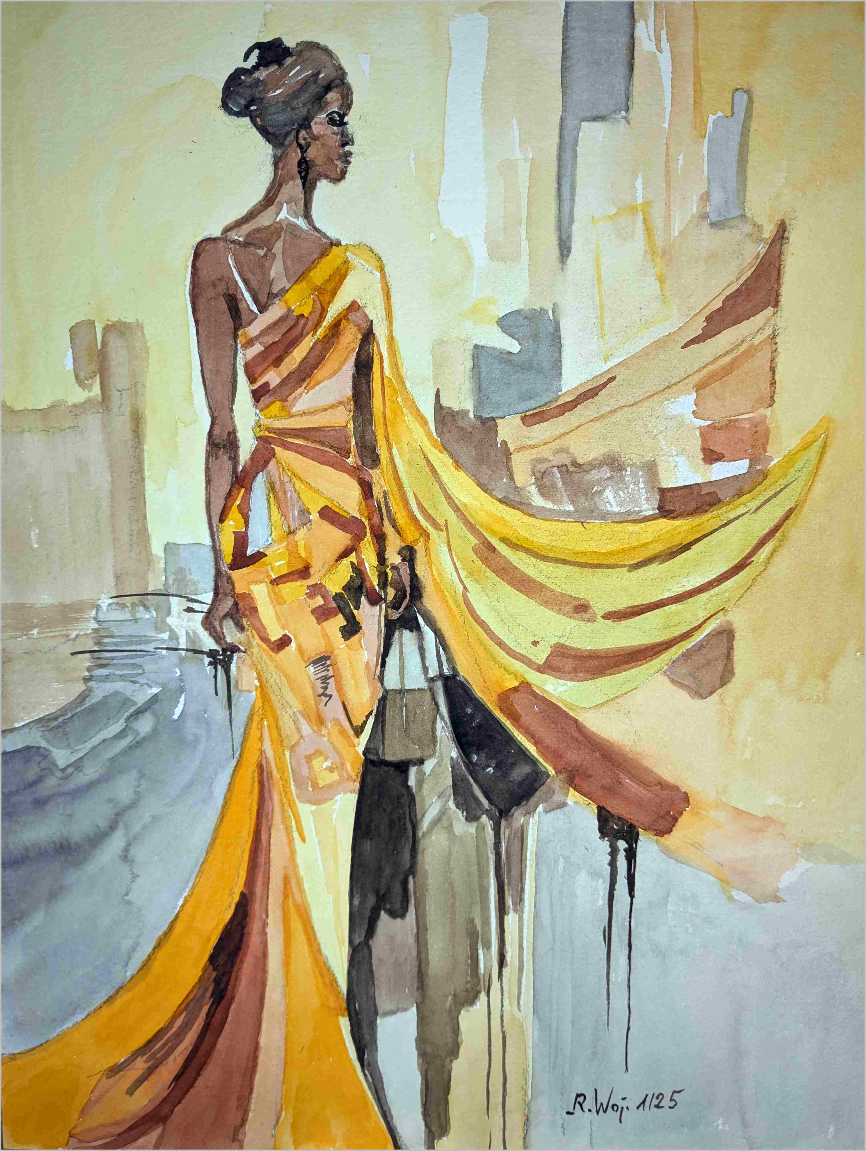   Dame in Goldfarben